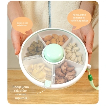 Dječja kutija za užinu s poklopcem i okretna pločica voća, plastična, zapečaćena, prenosna