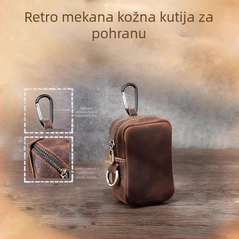 Torba za ključeve od PU kože, retro stil, unisex, vodootporna, otporna na habanje