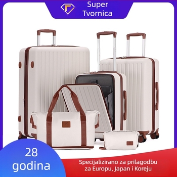 ABS tvrdi kovčeg s prednjim otvaranjem, kapacitet 36–55 L, 3-djelni set, mat završetak, univerzalni kotačići, zaključavanje kodom, vodootporan, zaštita od krađe