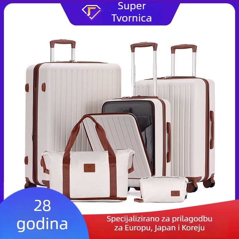 ABS tvrdi kovčeg s prednjim otvaranjem, kapacitet 36–55 L, 3-djelni set, mat završetak, univerzalni kotačići, zaključavanje kodom, vodootporan, zaštita od krađe