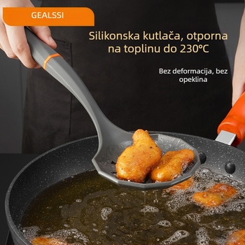 Sedmeročlani set silikonih žlica i spatula za neprijanjajuće kuhanje, materijali najlon i silikon, drške od silikona, otporan na visoke temperature
