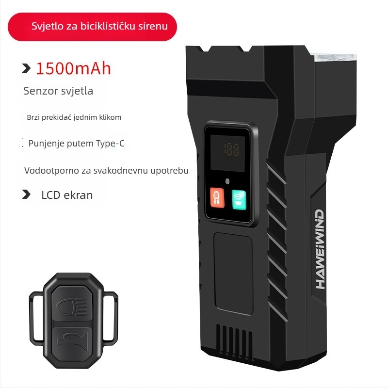 Prednje svjetlo za bicikl - montaža remenom, 1500mAh; pogodno za duga putovanja, noćne vožnje, gradske vožnje, rekreaciju
