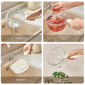 Neuništiva kuhinjska žlica za vodu, duboko izrađena i debela, prozirna žlica za pranje riže, plastična, prilagodljiva