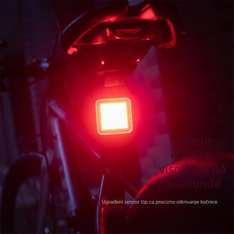 Stražnje svjetlo za bicikl s visokim intenzitetom LED-a, pametnim senzorom kočenja, Punjivo, za planinske i cestovne bicikle, baza u obliku luka