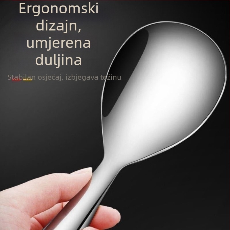 Žlica za rižu od nehrđajućeg čelika 304, neprianjajuća, protiv opeklina, jednostavnog stila, s logom