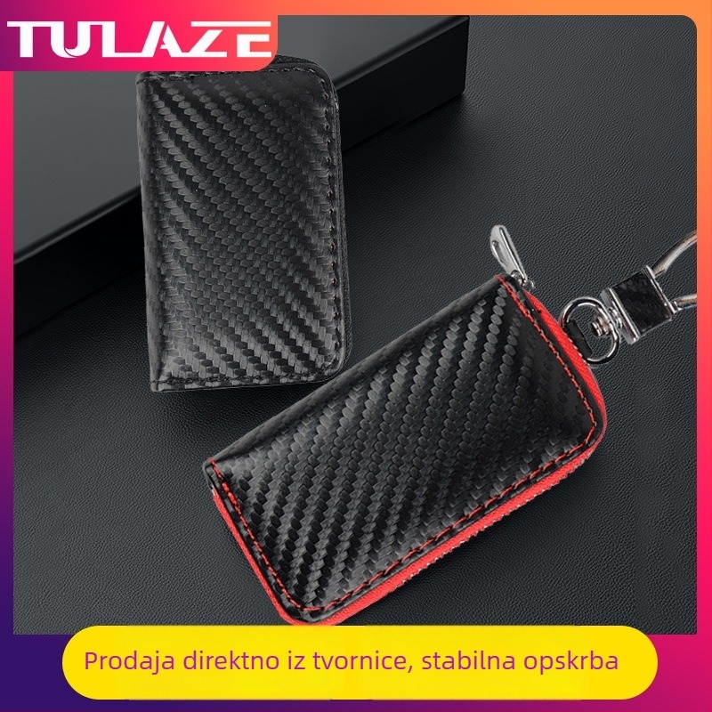 Turadze T0322 futrola za ključ automobila – PU materijal, karbonska tekstura, jednostavan stil, za General vozila, bez prilagodbe.