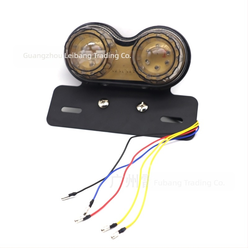 Zadnje svjetlo za motocikl, LED signalizacija kočnice i smjera, 12V, pet-vodično, model RAYBAN-011, ABS metal