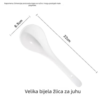 Keramička velika žlica za juhu, kućna uporaba, bijela, s dugim držakom, za juhu i kašu