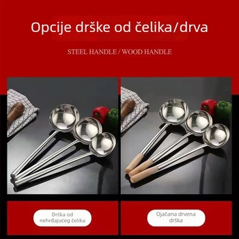 Nehrđajuća čelična žlica za prženje s dugim držalom, komercijalna kuhinja