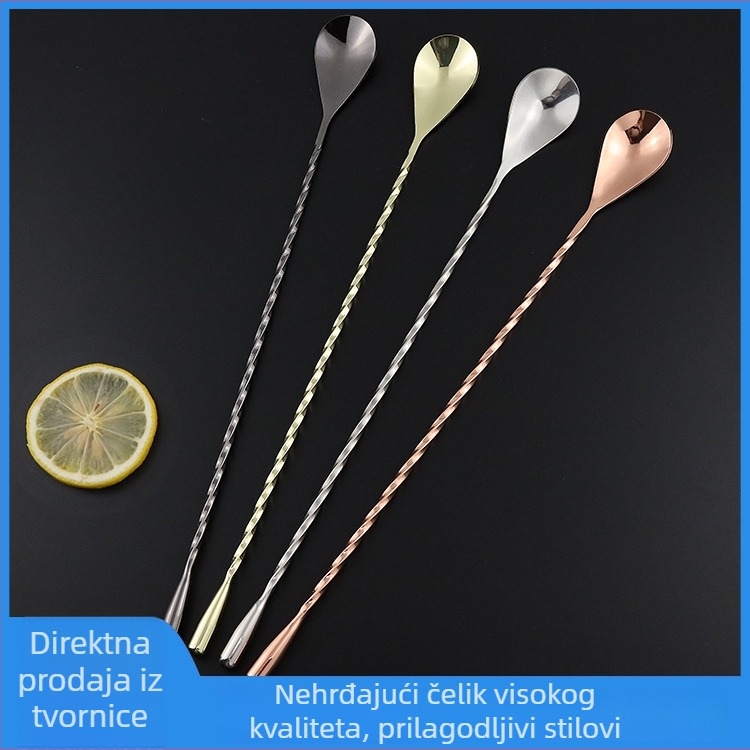 Nehrđajući čelik, duga drška – štapić za miješanje koktela, kave i mliječnog čaja – moderni jednostavni stil