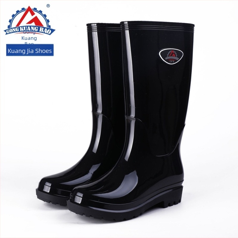 Ženske debele visoke čizme za kišu s PVC gornjim dijelom, visokim nadkoljenim, jednokomponentna lijevana konstrukcija, niski potpetica 1–3 cm, pogodne za sve sezone