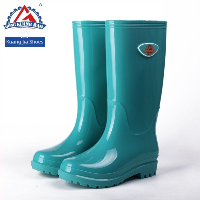 Ženske debele visoke čizme za kišu s PVC gornjim dijelom, visokim nadkoljenim, jednokomponentna lijevana konstrukcija, niski potpetica 1–3 cm, pogodne za sve sezone