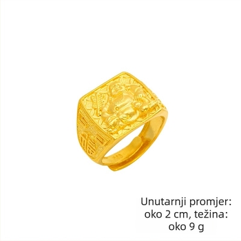 Metalni prsten s Maitreya Budom, etnički stil, otvoreni dizajn, pozlaćen