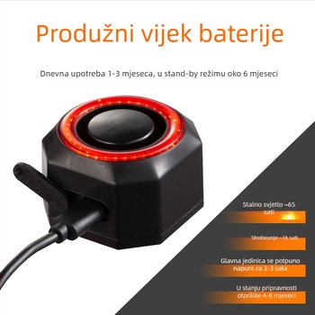 Zadnja svjetla za bicikl s alarmom protiv krađe i upozorenjem na kočenje, USB-C punjenje, 700 mAh, brzo otpuštanje montaže, visoka svjetlina