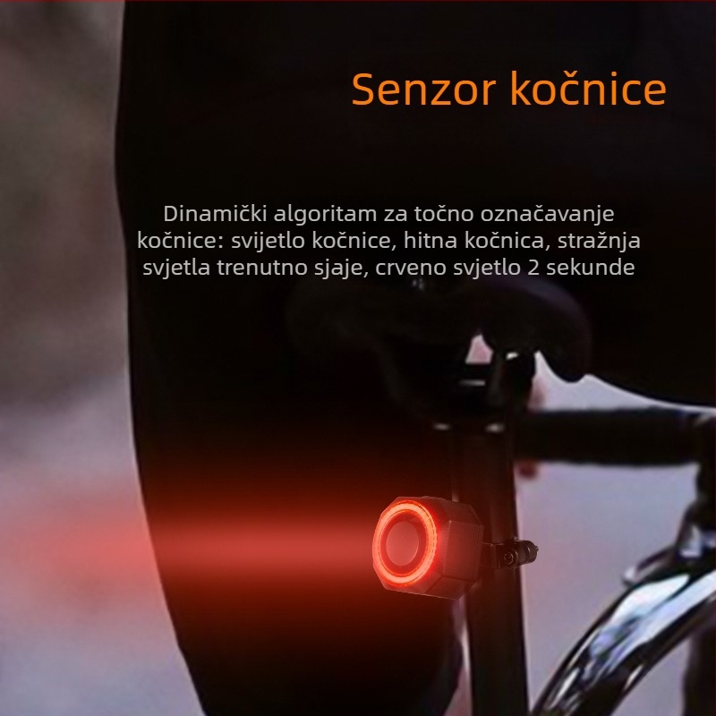 Zadnja svjetla za bicikl s alarmom protiv krađe i upozorenjem na kočenje, USB-C punjenje, 700 mAh, brzo otpuštanje montaže, visoka svjetlina