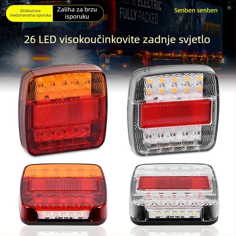 LED stražnje svjetlo za kamione i prikolice, 26LED kvadratno, 12/24V, 20W, 18000 lm