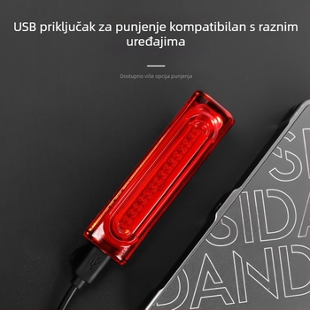 Tuliao USB LED stražnja svjetiljka za bicikl – za planinske i cestovne bicikle, sa svjetlom kočnice i upozoravajućim svjetlom