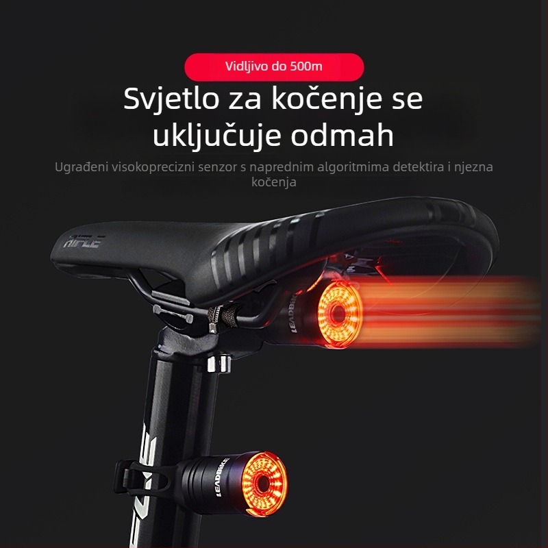 Impression Stražnja svjetiljka za bicikl s inteligentnim senzorom kočnice, punjiva, od aluminijske legure