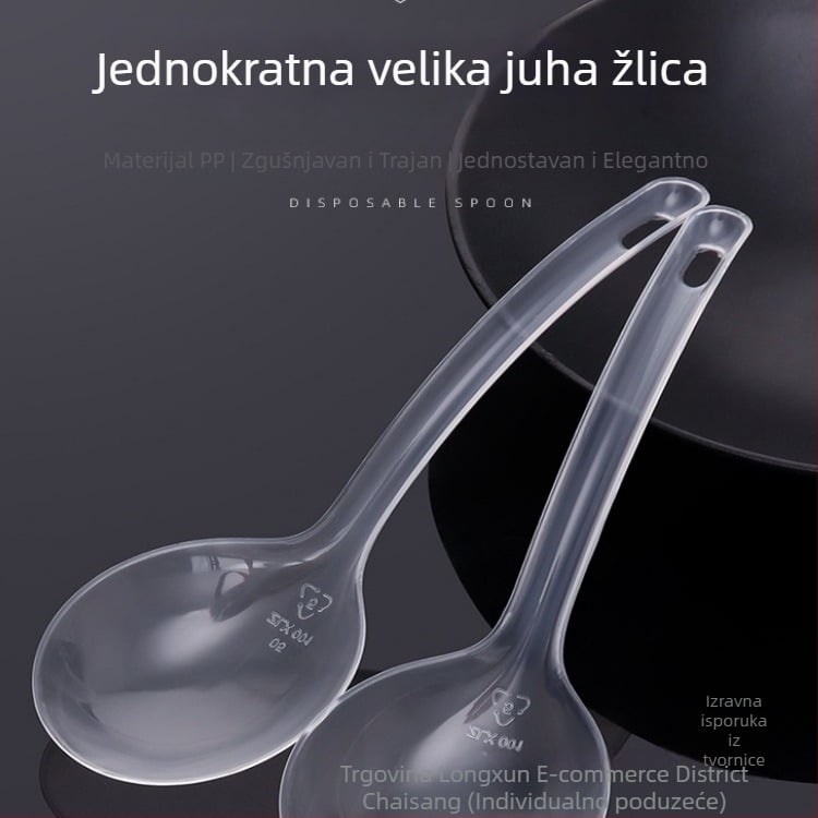 Jednokratna plastična žlica za juhu s dugom drškom, prehrambena kvaliteta, PP materijal
