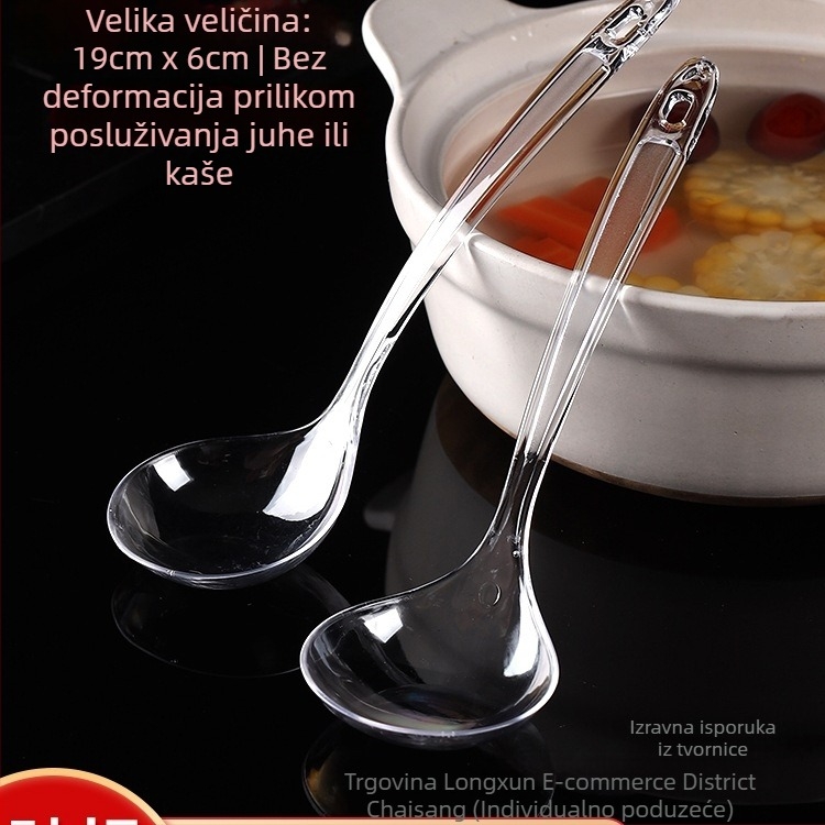 Jednokratna plastična žlica za juhu s dugom drškom, prehrambena kvaliteta, PP materijal