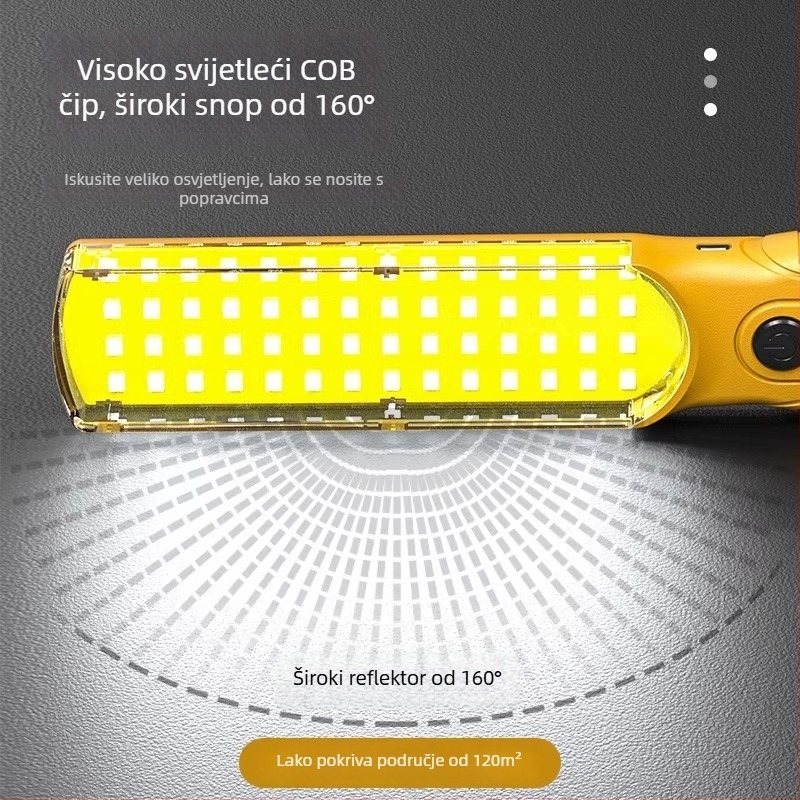  Magnetna COB LED radna svjetiljka, 10W, 1200mAh, ručno punjenje, nužno osvjetljenje