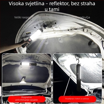 Prijenosna LED radna svjetiljka za popravak automobila, punjiva, 50W, 2 sata punjenja, IP55, baterija 18650, težina 300 g