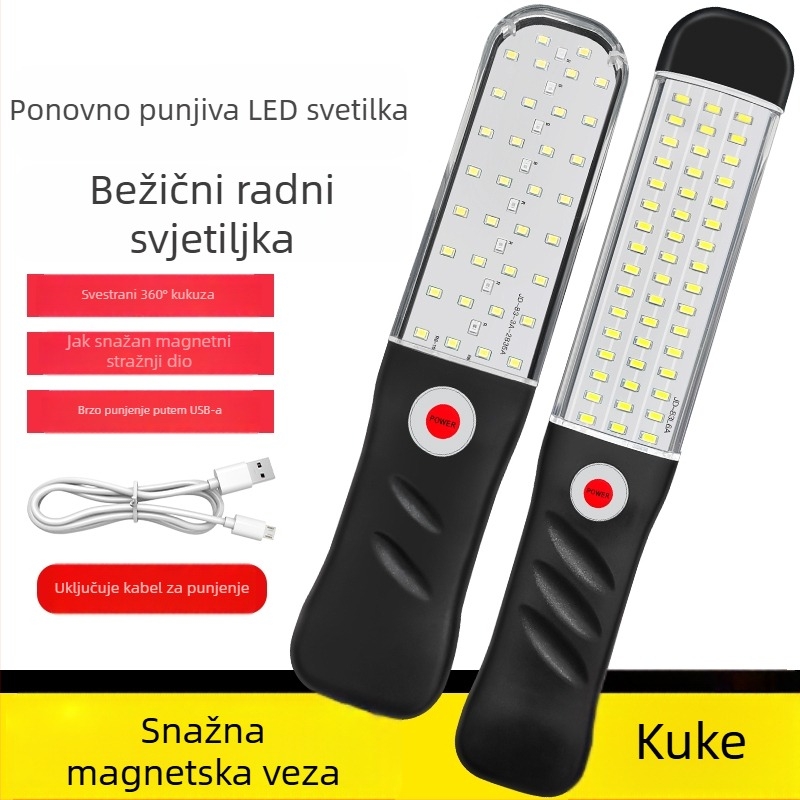 Prijenosna LED radna svjetiljka za popravak automobila, punjiva, 50W, 2 sata punjenja, IP55, baterija 18650, težina 300 g