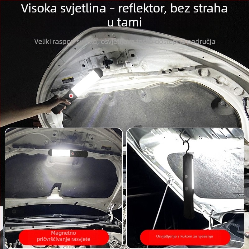 Prijenosna LED radna svjetiljka za popravak automobila, punjiva, 50W, 2 sata punjenja, IP55, baterija 18650, težina 300 g