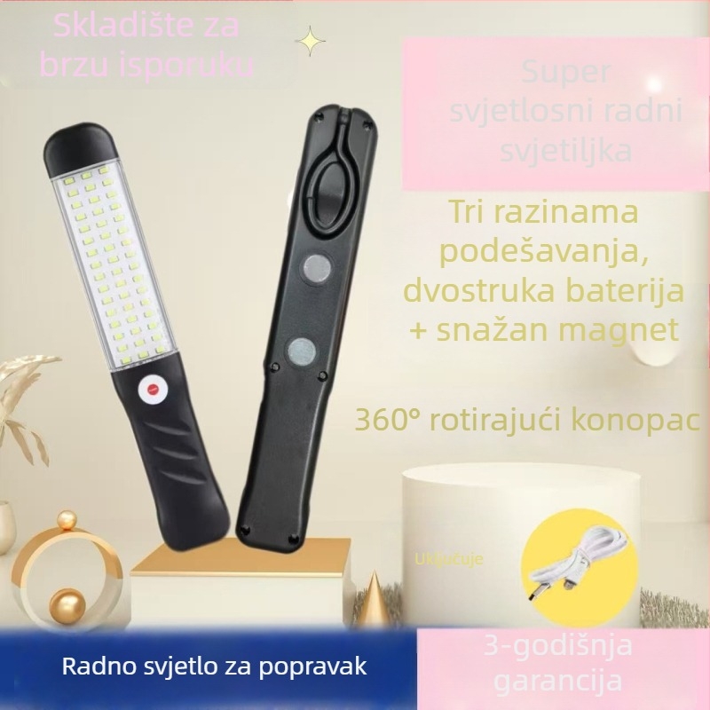 Prijenosna LED radna svjetiljka za popravak automobila, punjiva, 50W, 2 sata punjenja, IP55, baterija 18650, težina 300 g