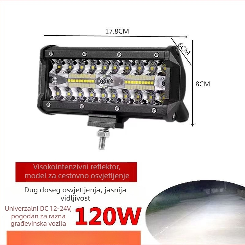 LED reflektor s tri reda za terenska vozila, 120W, 9-36V, 12000 lm, 6500K