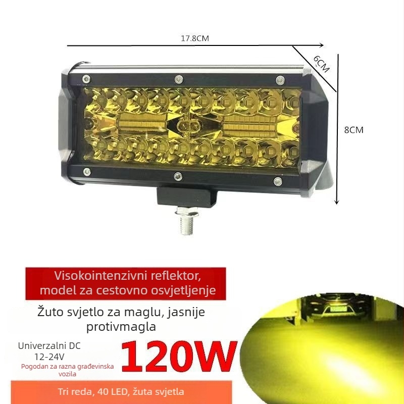 LED reflektor s tri reda za terenska vozila, 120W, 9-36V, 12000 lm, 6500K