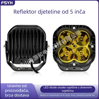 LED radna svjetiljka za automobil, 5 inča, 80W, kvadratnog oblika s motivom četiri lista, off-road reflektor