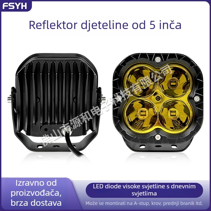 LED radna svjetiljka za automobil, 5 inča, 80W, kvadratnog oblika s motivom četiri lista, off-road reflektor