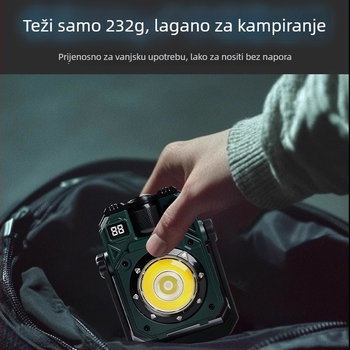 Solarna kamping svjetiljka, Type-C punjenje, magnetska COB LED radna svjetiljka, baterija 3600mAh, rotacija 360°