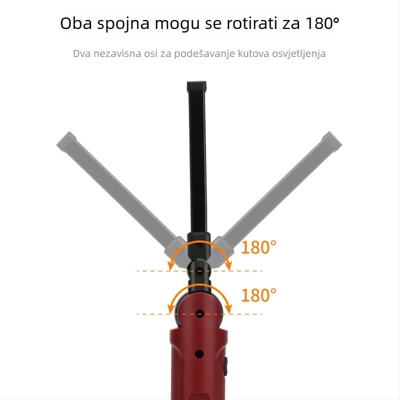 Magnetska punjiva LED svjetiljka s prilagodljivim kutem – za kampiranje i višenamjensko radno svjetlo, 360° rotacija, 10W, 1200mAh