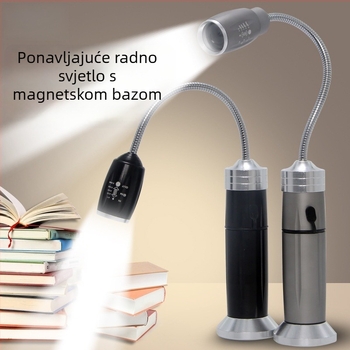 LED radna i kamperska svjetiljka s 360° rotacijom snopa, punjiva 10W, 1200mAh, aluminijsko tijelo, ručno pokretanje za napajanje, podesivi fokus, domet do 200–500 m