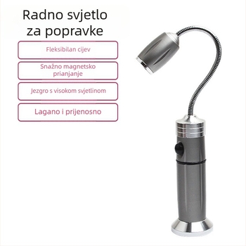LED radna i kamperska svjetiljka s 360° rotacijom snopa, punjiva 10W, 1200mAh, aluminijsko tijelo, ručno pokretanje za napajanje, podesivi fokus, domet do 200–500 m