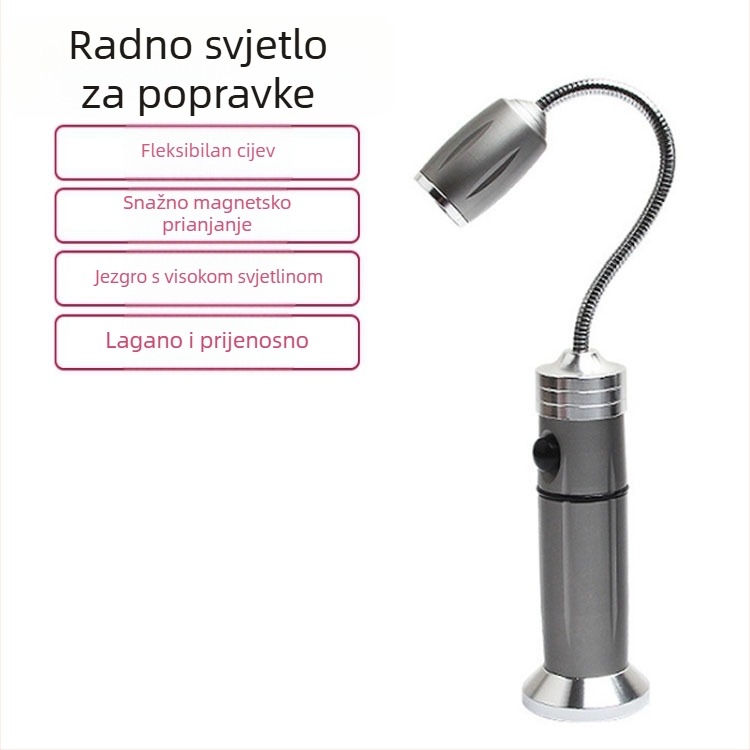 LED radna i kamperska svjetiljka s 360° rotacijom snopa, punjiva 10W, 1200mAh, aluminijsko tijelo, ručno pokretanje za napajanje, podesivi fokus, domet do 200–500 m