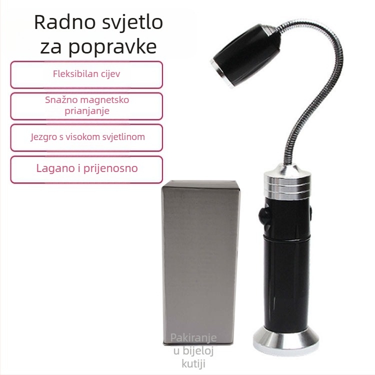 LED radna i kamperska svjetiljka s 360° rotacijom snopa, punjiva 10W, 1200mAh, aluminijsko tijelo, ručno pokretanje za napajanje, podesivi fokus, domet do 200–500 m