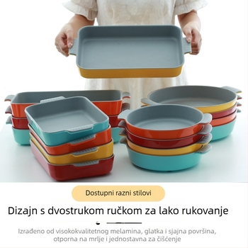 Okrugli melaminski tanjur s dvostrukim ručkama za morsku hranu, promjer 18 cm