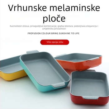 Okrugli melaminski tanjur s dvostrukim ručkama za morsku hranu, promjer 18 cm