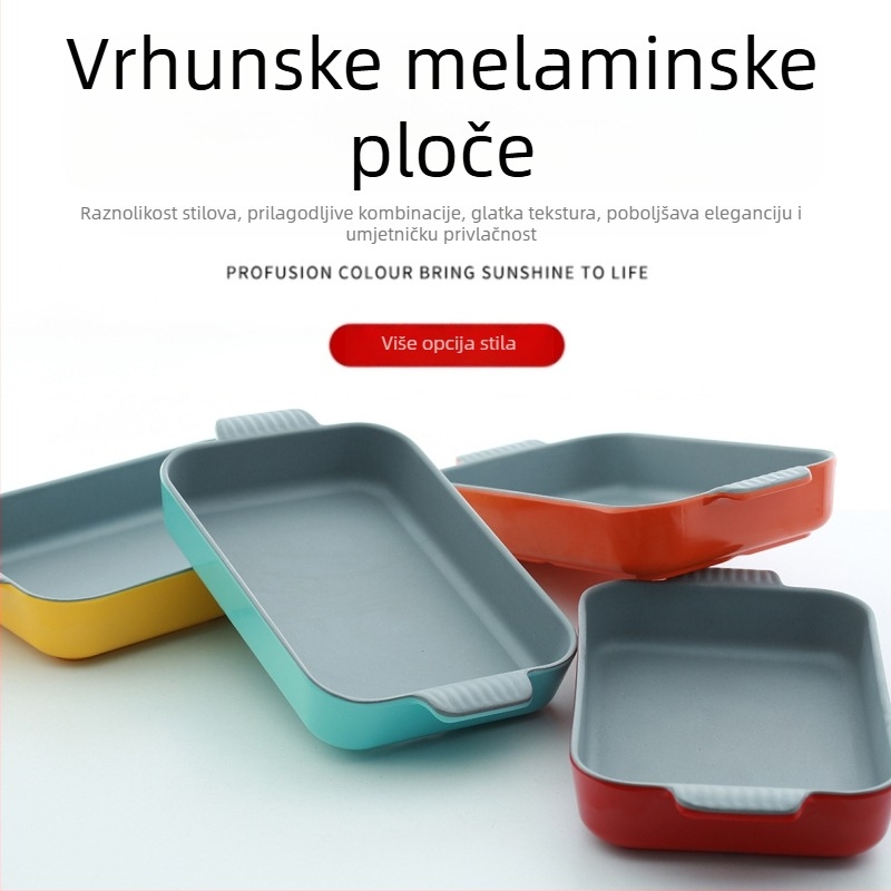 Okrugli melaminski tanjur s dvostrukim ručkama za morsku hranu, promjer 18 cm
