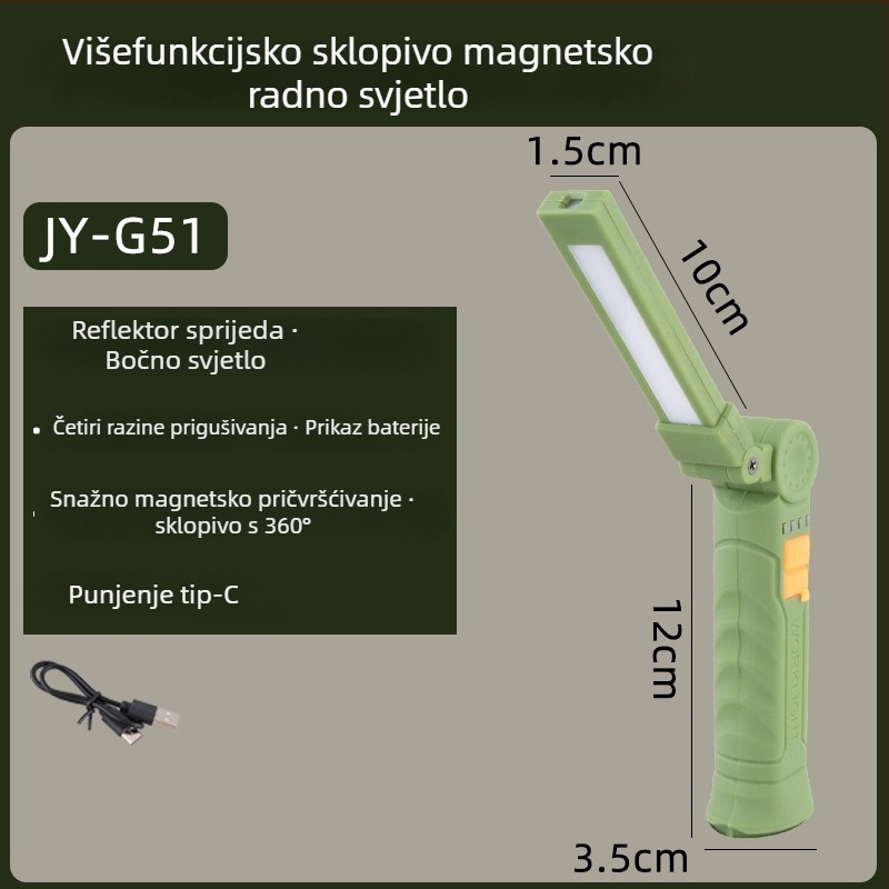 Ručna magnetska sklopiva LED radna svjetiljka (5W, 360° rotacija, 800 mAh baterija)