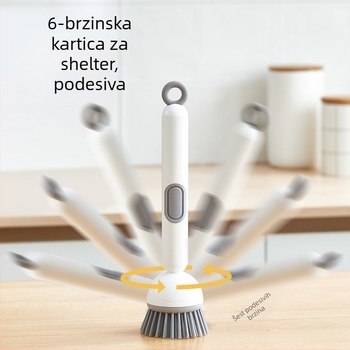 Četka za lonce s dugačkom drškom, za pranje lonaca i zdjela, ABS plastika, Serija 003, disk za čišćenje u obliku srca, ne grebe površine