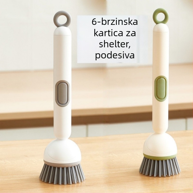 Četka za lonce s dugačkom drškom, za pranje lonaca i zdjela, ABS plastika, Serija 003, disk za čišćenje u obliku srca, ne grebe površine