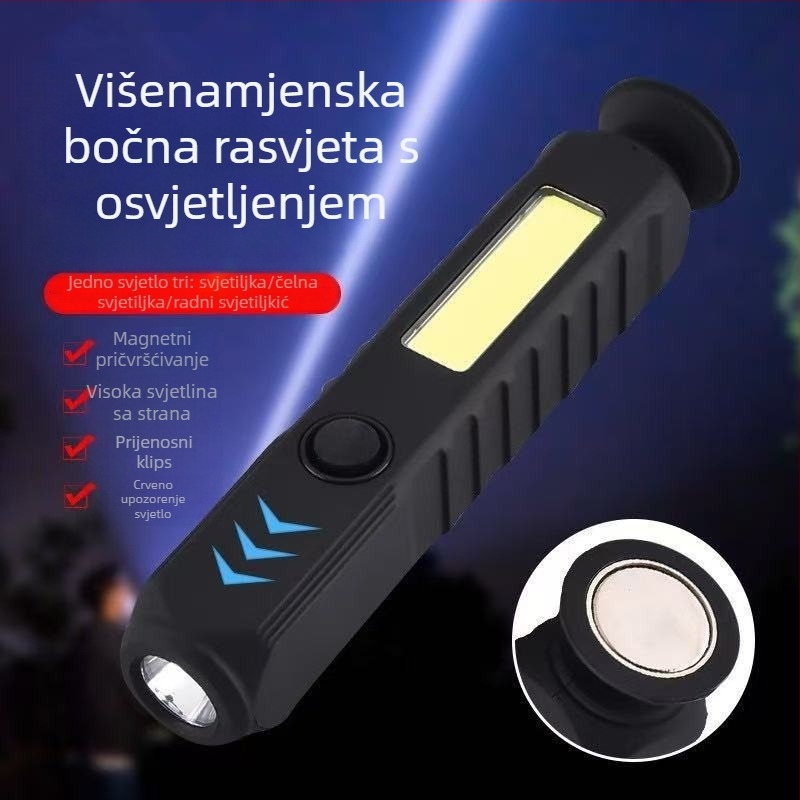 Mini magnetska LED lampica za auto popravke, 4W, domet 50–100 m, ABS kućište, trajanje 2 sati