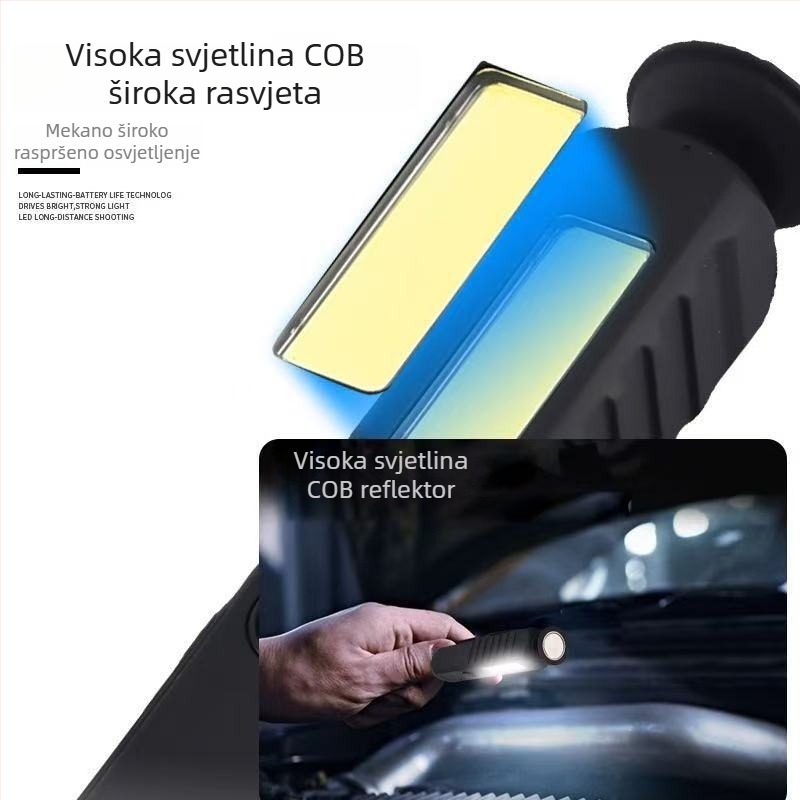 Mini magnetska LED lampica za auto popravke, 4W, domet 50–100 m, ABS kućište, trajanje 2 sati