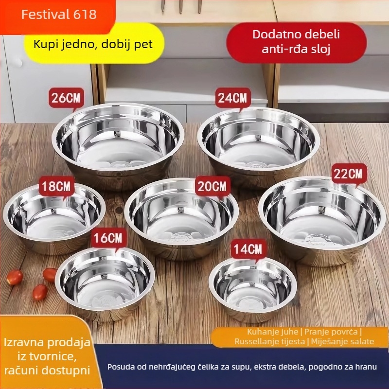 Posuda za juhu od nehrđajućeg čelika, okrugla, za komercijalne kantine