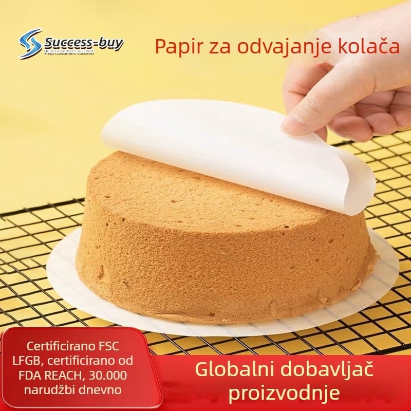 Dvostrani papir za pečenje sa silikonskim premazom za kalupe za tortu – podloga za demoulding, sirova drvena pulpa, 36 g/m²