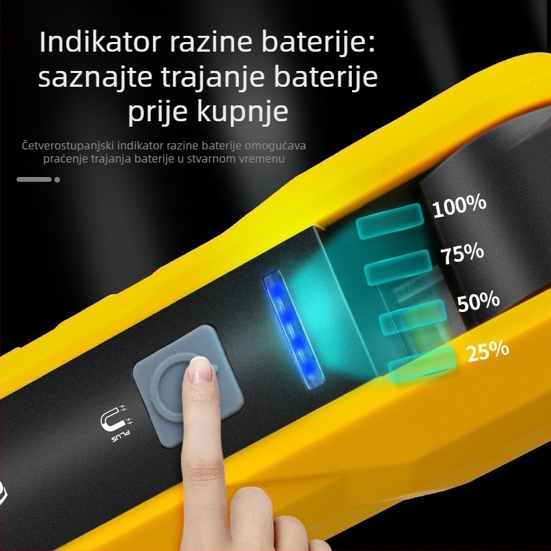 X303 Wolsen Mrena svjetiljka – magnetski kraj s skrivenim kukom, LED, punjiva, domet do 500 m, 400 lm (3–6 h) ili 600 lm (4–8 h), zaštita od prepunjenja